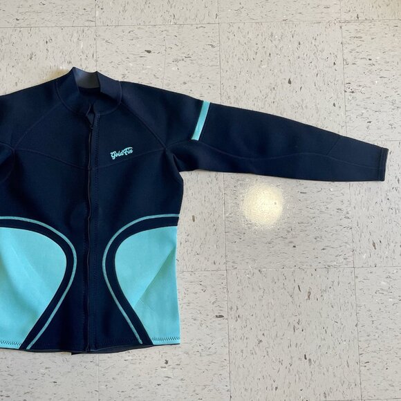 GoldFin Wetsuit Jacket Women Long Sleeve Front Zip X-Large Black Blue - Picture 2 of 8